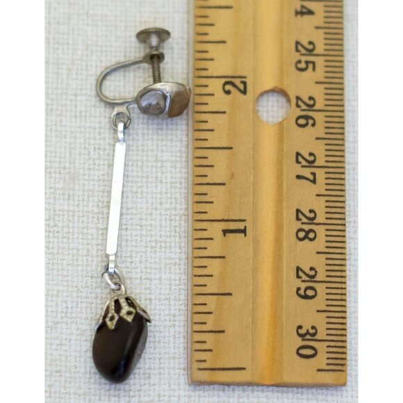 Vintage Victorian Black Stone Screwback Earrings - F1 - Picture 3 of 3